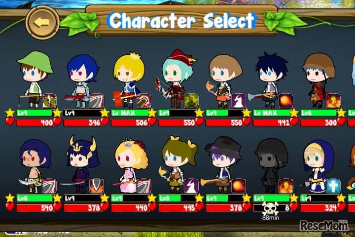 60人のキャラクターから選べる