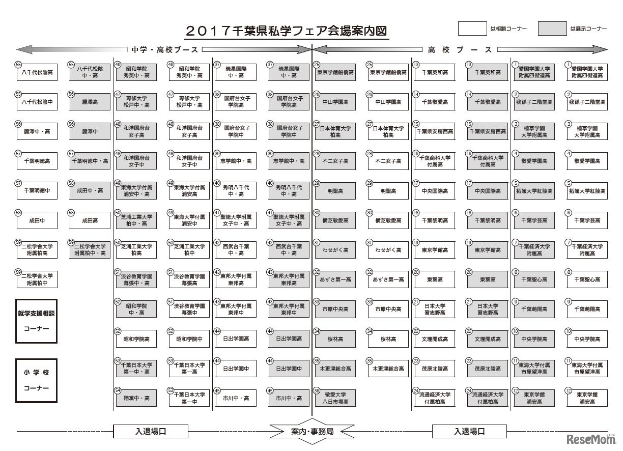 2017千葉県私学フェア会場案内図