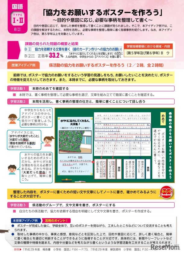 授業アイディア例（小学校）係活動の協力をお願いするポスターを作ろう