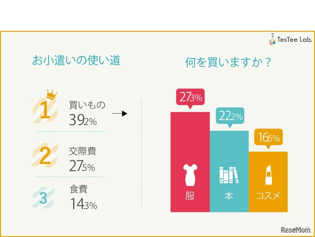「若年層調査のTesTee（テスティー）調べ：お小遣いの使い道