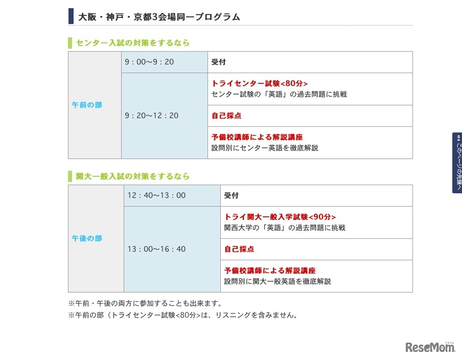 大阪・神戸・京都3会場同一プログラム