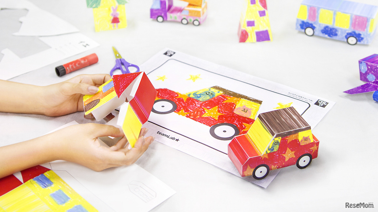 お絵かきタウンペーパークラフト／Sketch Town Papercraft  teamLab, 2015-, Paper