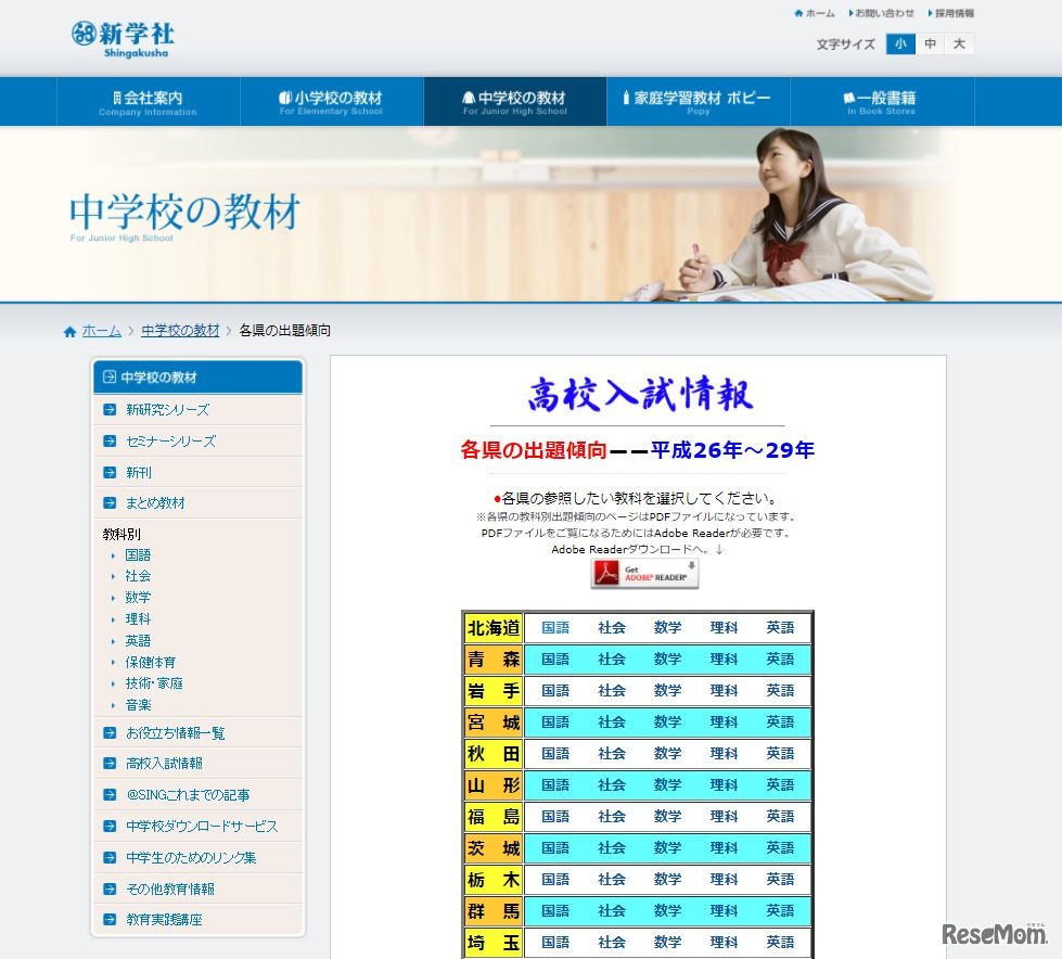 高校入試情報「各県の出題傾向」