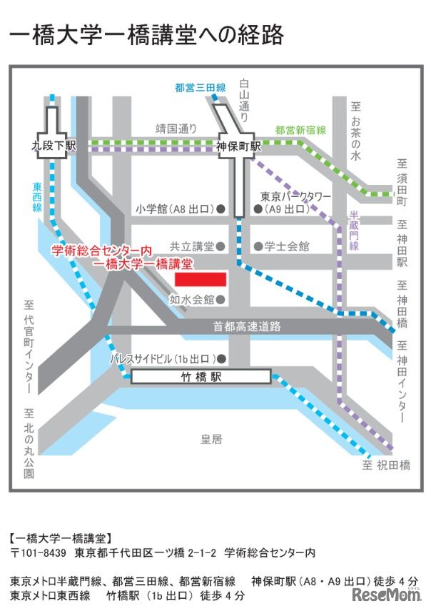 一橋大学一橋講堂への経路