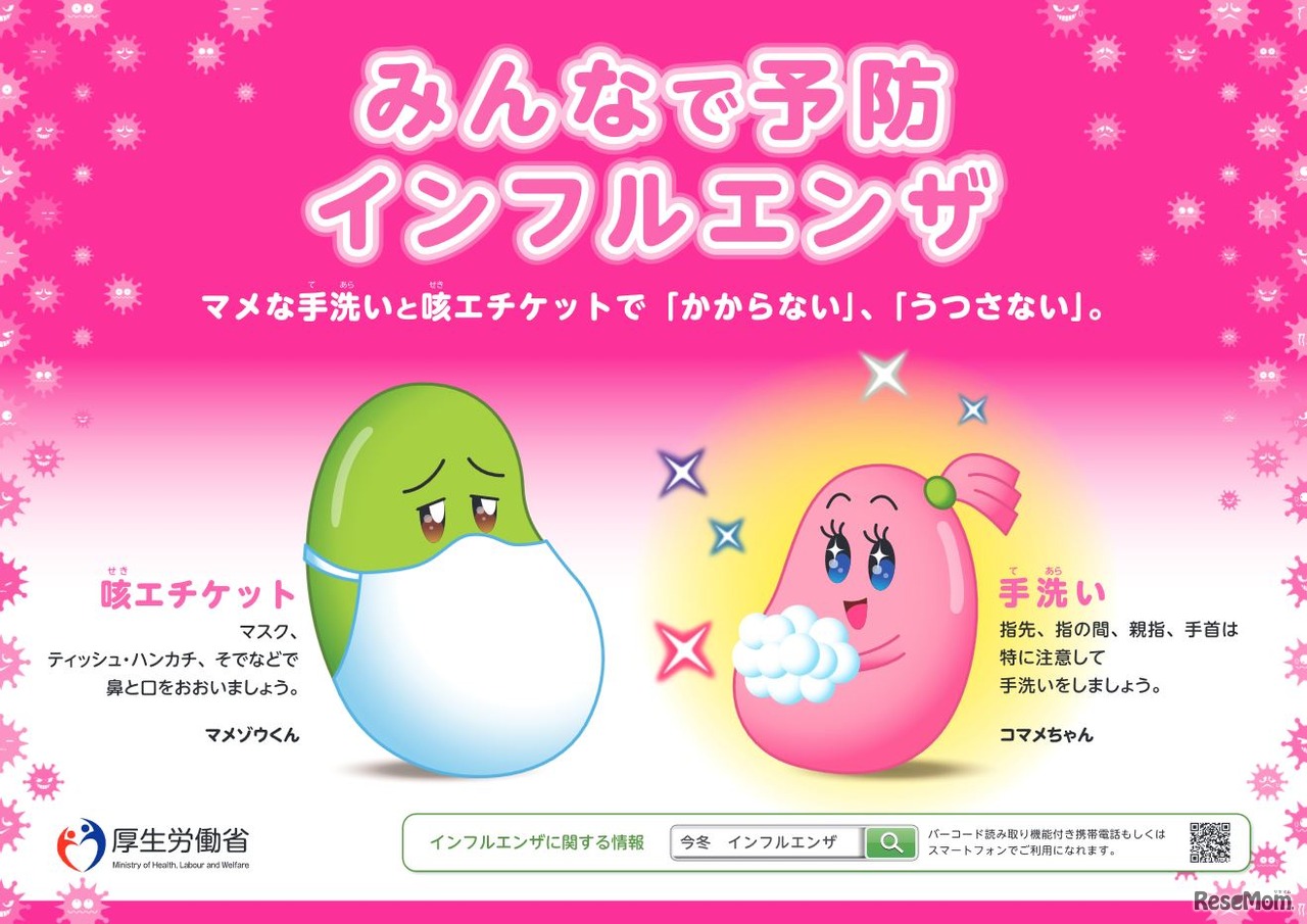 厚生労働省によるインフルエンザ予防の公式ポスター
