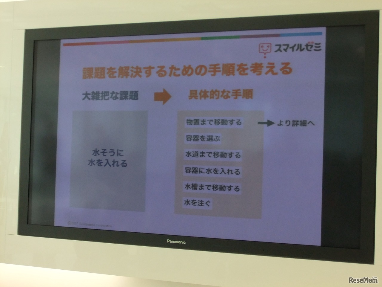 「スマイルゼミ 小学生コース」　プログラミング講座で重視したという、課題を解決するための手順