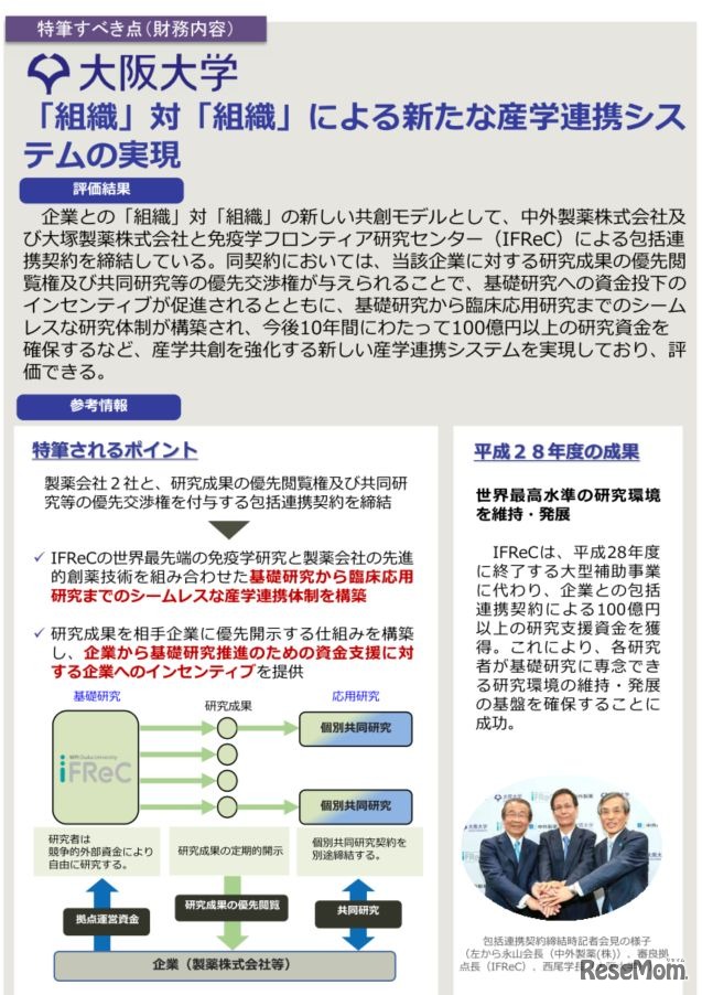 大阪大学の特筆すべき点（財務内容）