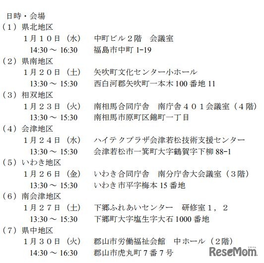 教育公聴会の日時と会場