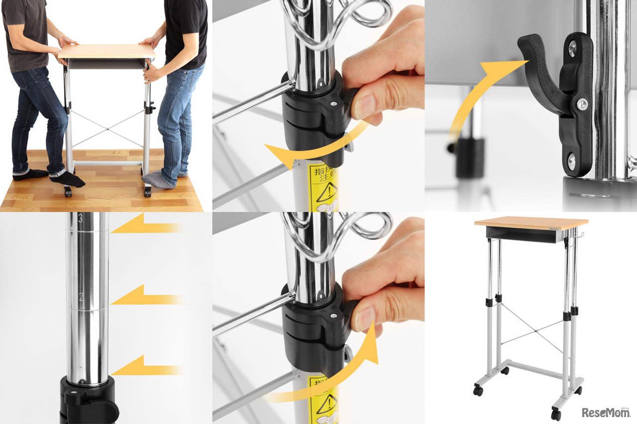 工具を使わず、レバー操作で調節できる