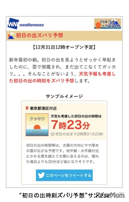初日の出時刻ズバリ予想　サンプル