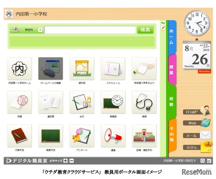 ウチダ教育クラウドサービス　教員用ポータル画面