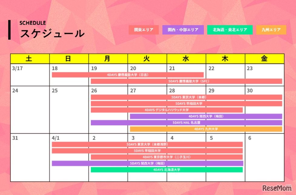 Life is Tech！Spring Camp 2018のスケジュール