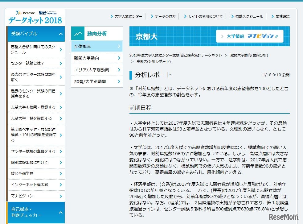 難関大学動向の分析レポート（京都大学）