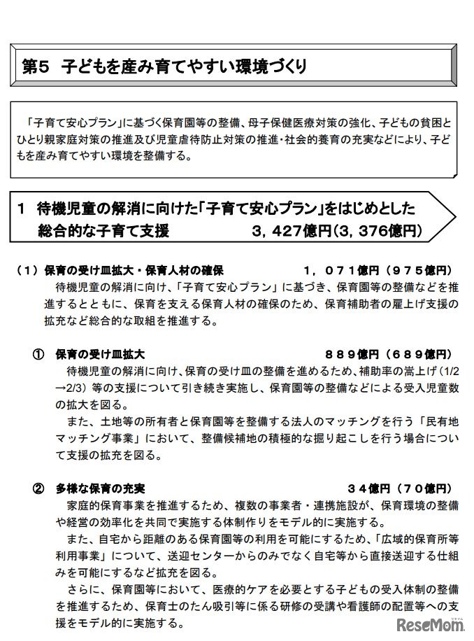 子どもを産み育てやすい環境づくり