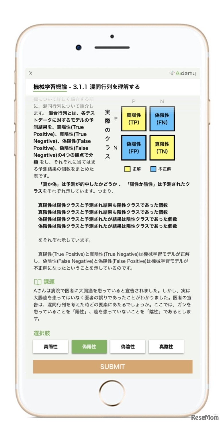 Aidemyスマートフォンアプリ（イメージ）