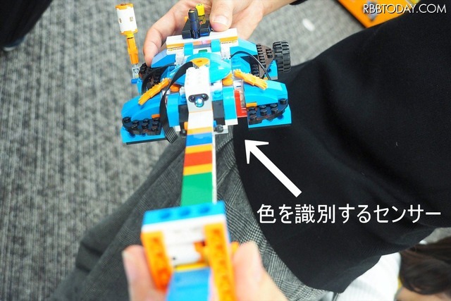 色を認識するセンサーが、ギター4000の音程を決める重要な役割を担っている