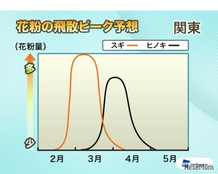花粉の飛散ピーク予想（関東）