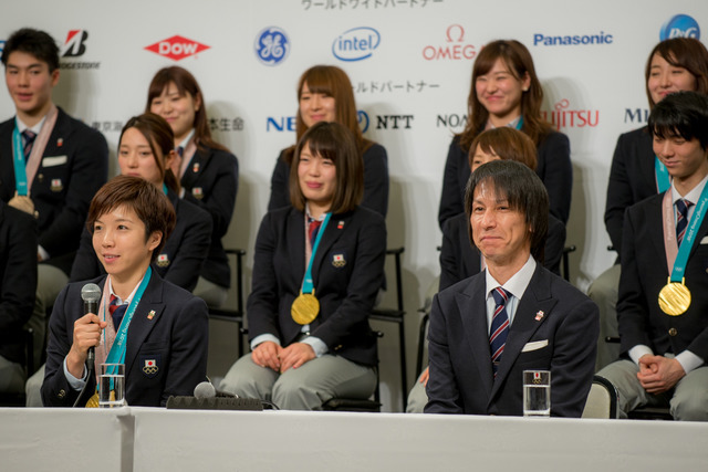 平昌五輪の日本代表選手団帰国時記者会見（2018年2月26日）