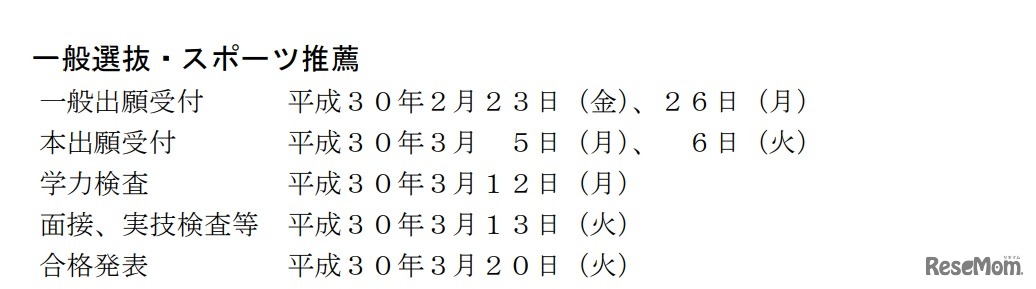 平成30年度和歌山県立高等学校入学者選抜一般出願状況（一般選抜・スポーツ推薦）について　一般選抜・スポーツ推薦日程