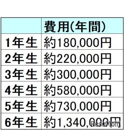 年間にかかる費用