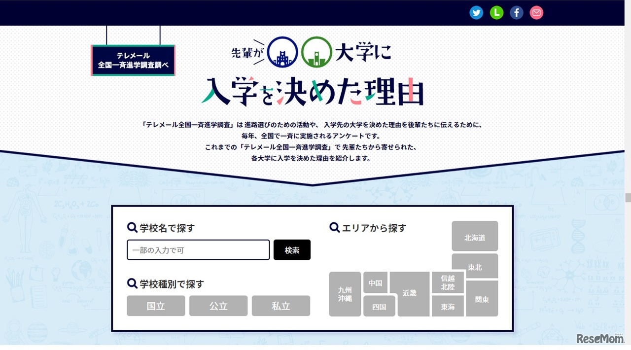 テレメール進学サイト「先輩が入学を決めた理由」