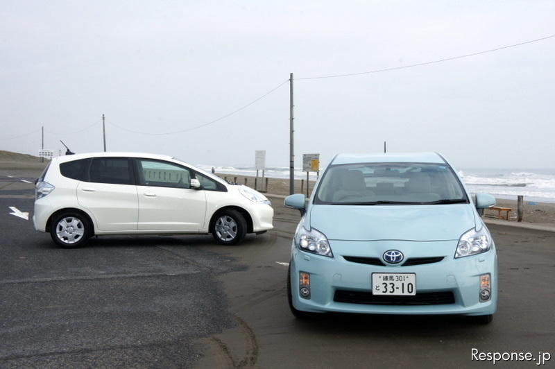 【プリウス vs フィットHV 実燃費対決】250kmのロングドライブで燃費チャレンジ 燃費比較の模様