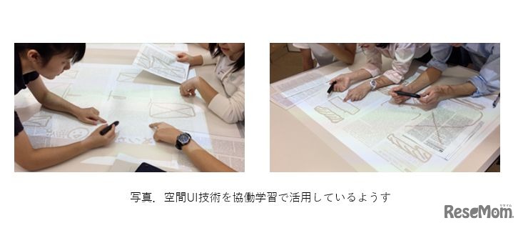 空間UI技術を協働学習で活用しているようす
