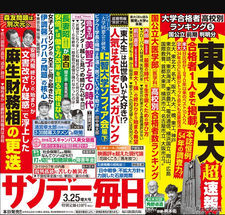 サンデー毎日（3月25日号）中吊り