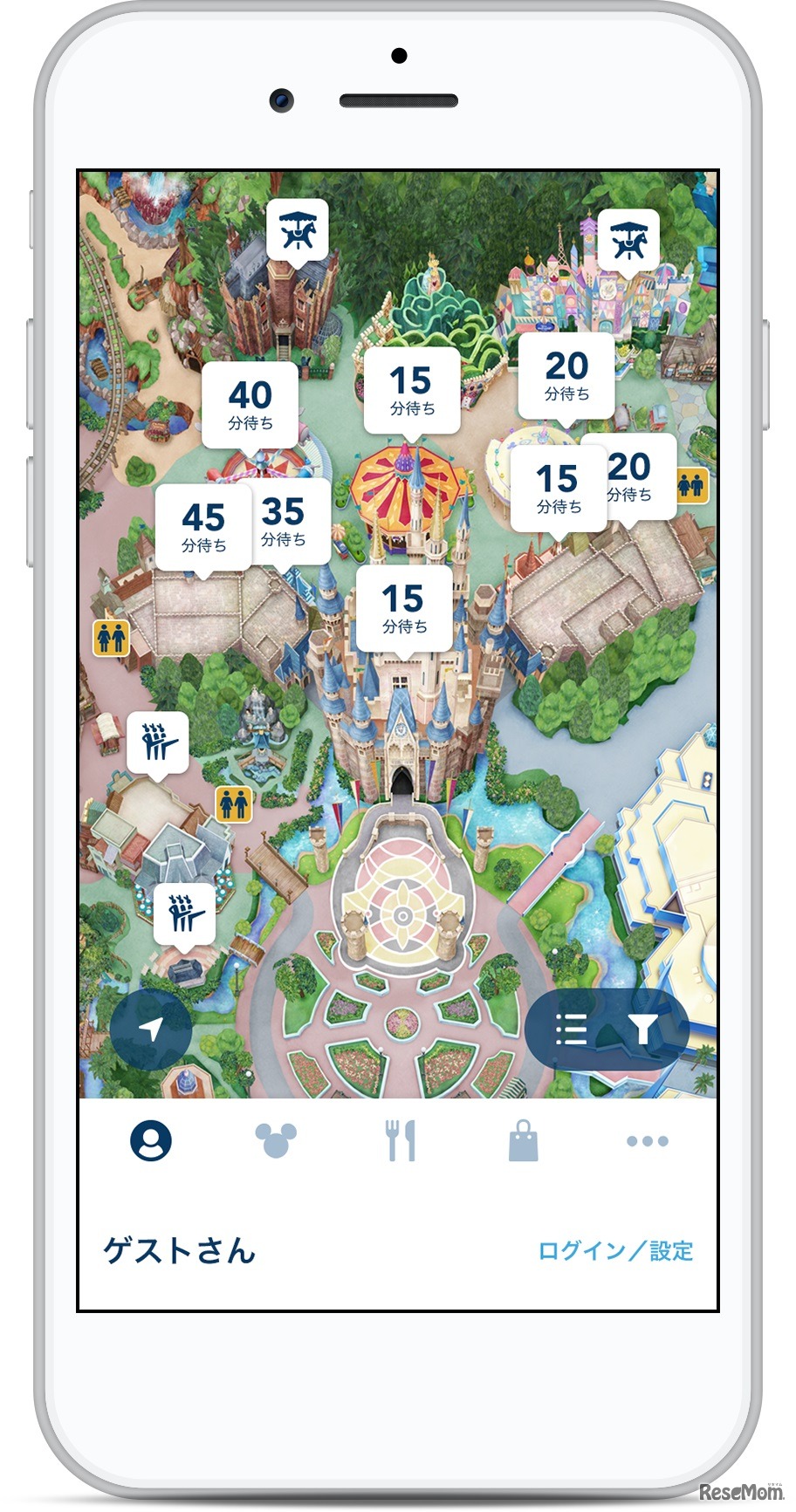 東京ディズニーリゾート・アプリの画面イメージ　(c) Disney
