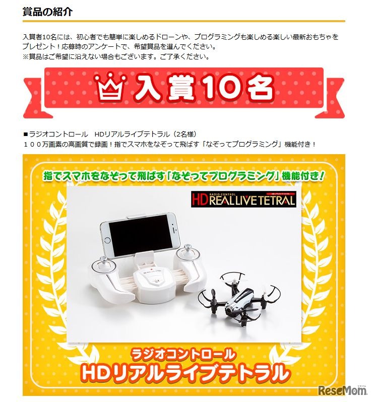 ワンダースクール「Scratchコンテスト」　入賞者に贈られる賞品の一例