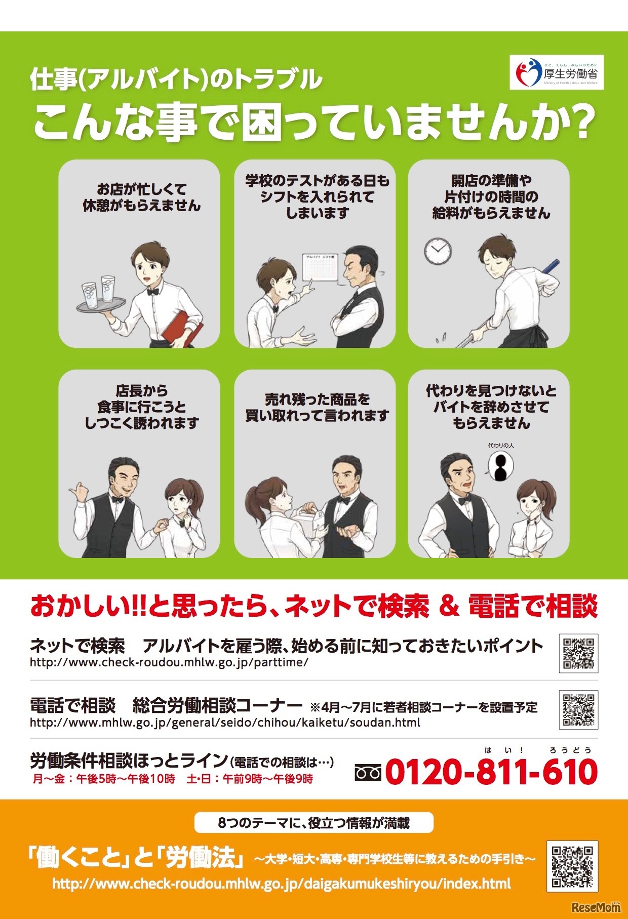 仕事（アルバイト）のトラブルに関するリーフレット