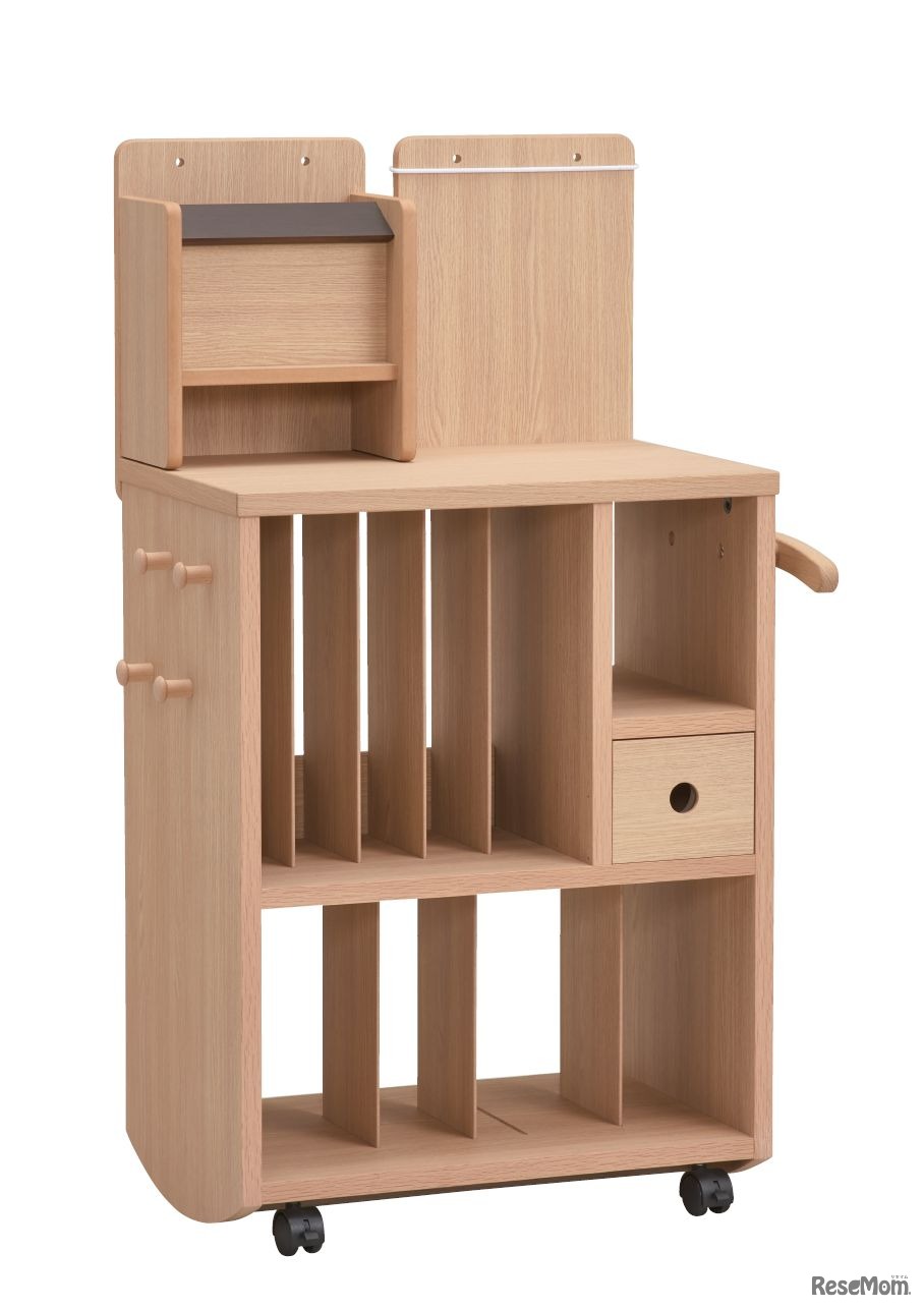 教科書＆ランドセル収納ワゴン「あしたの準備ステーション」ピュアオーク
