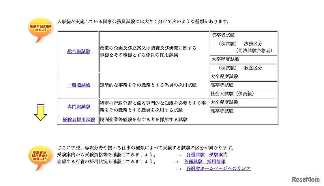 国家公務員試験区分