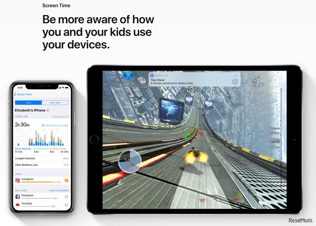 iOSから搭載される「Screen Time」 画像出典：iOS 12 Preview - Apple