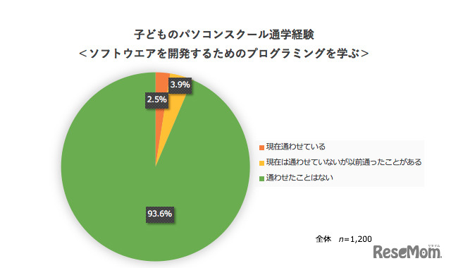 子どものパソコンスクール通学経験：ソフトウエアを開発するためのプログラミングを学ぶ