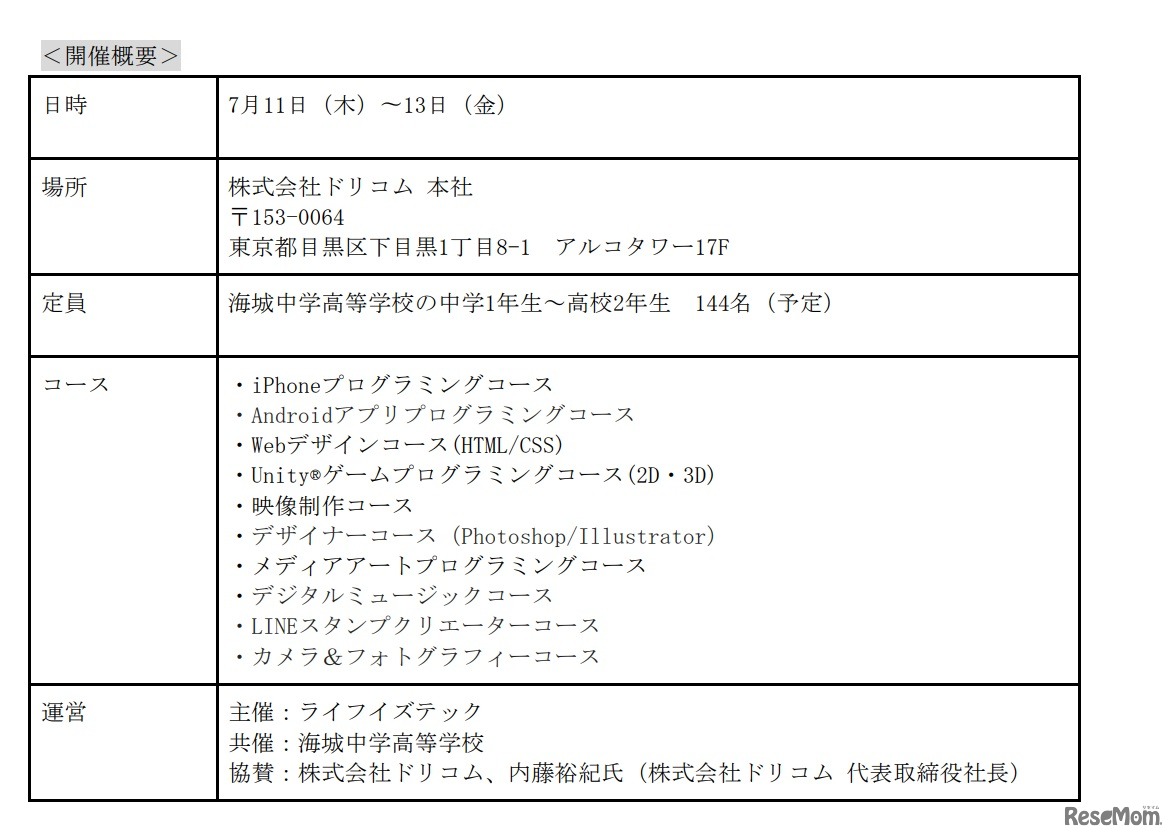 海城中学高等学校で実施する「Teens Coding Week」開催概要