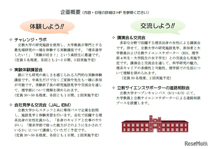 科学の未来を創る女子中高生のチャレンジ・ラボ ～家族・先生と一緒に知ろう!!多彩な理系の未来～