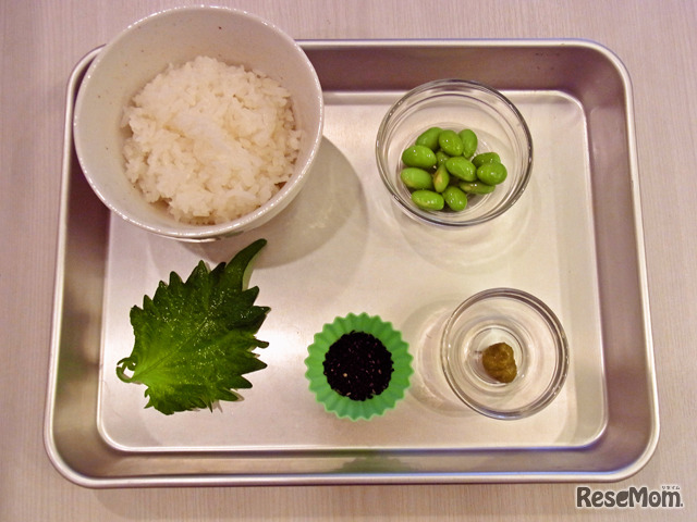 枝豆柚子胡椒の大葉巻きおにぎりの材料