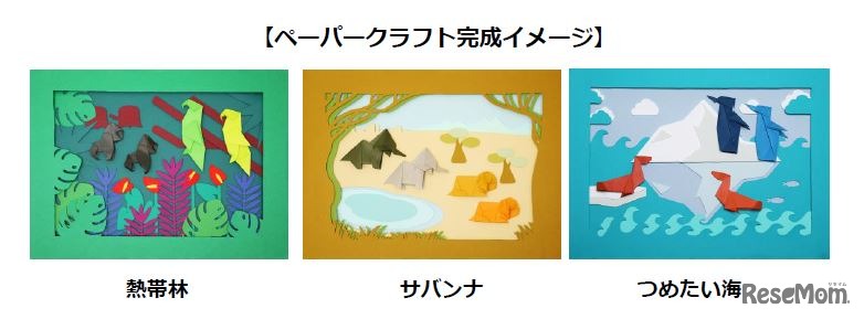 CLUB Panasonic「てづくりどうぶつ自由研究 ペーパープラネット」ペーパークラフト完成イメージ