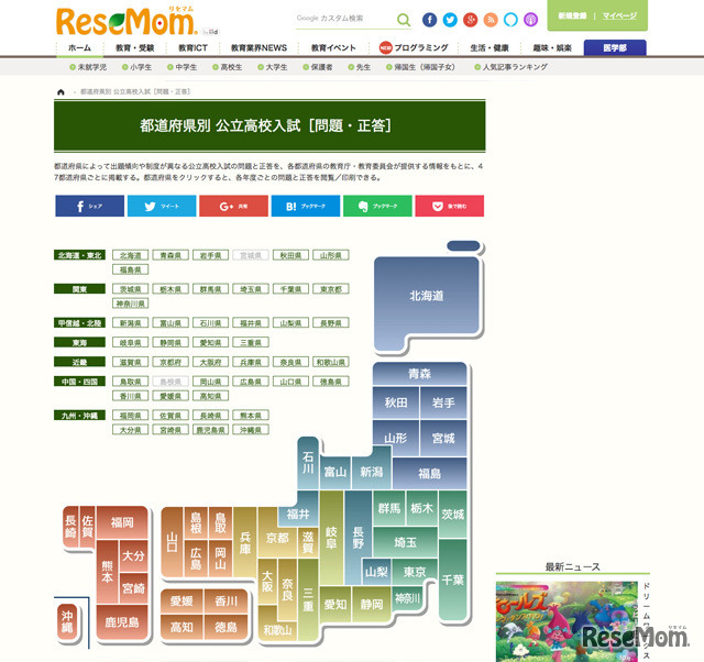 公立高校入試［問題・正答］（過去問）