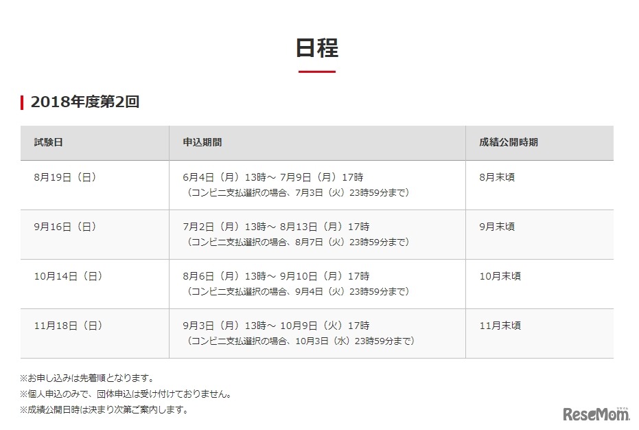 英検CBTの2018年度第2回検定日