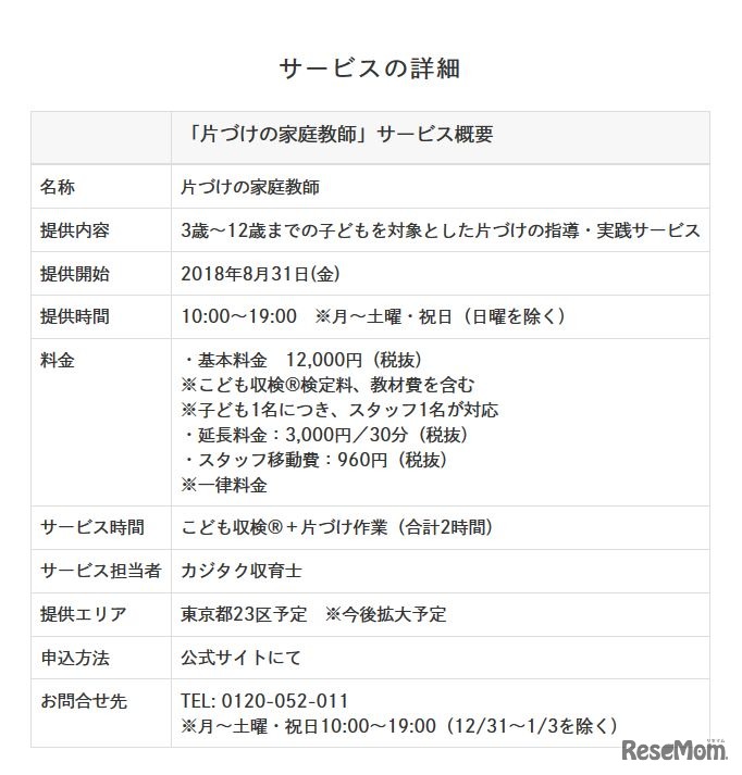 収検×カジタク「片づけの家庭教師」　サービス詳細