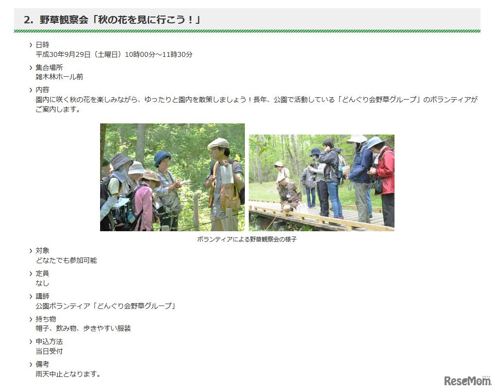 「小宮公園　秋・はなウィーク」　野草観察会「秋の花を見に行こう！」