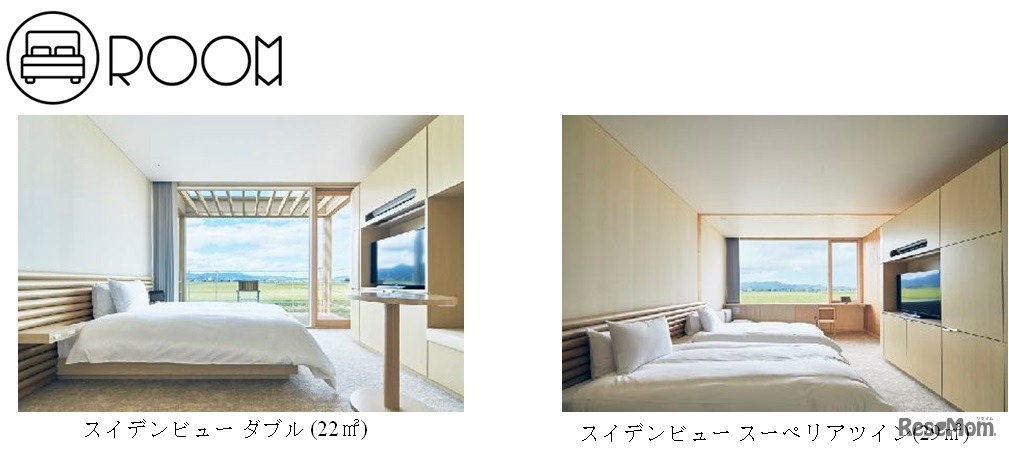 自然と調和した景観を作り出すため、143室ある客室はすべて木造