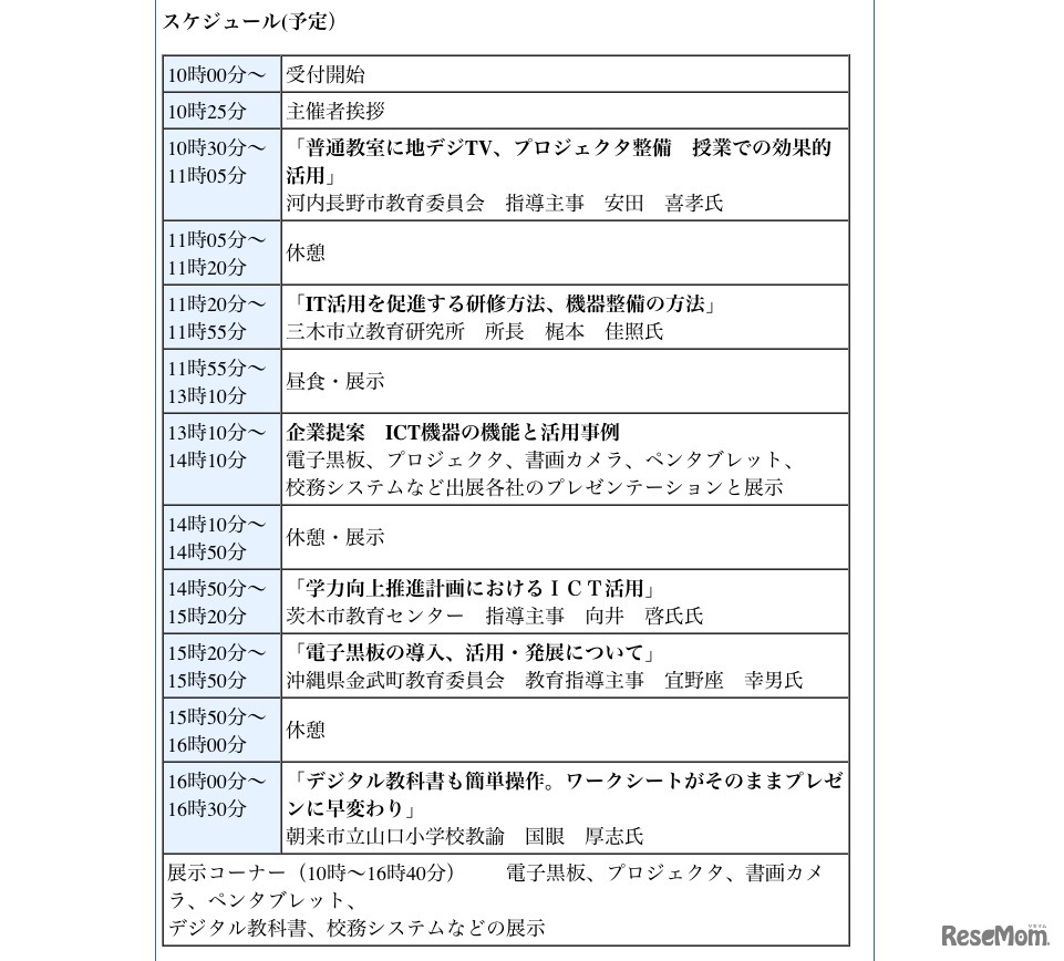 スケジュール（予定）