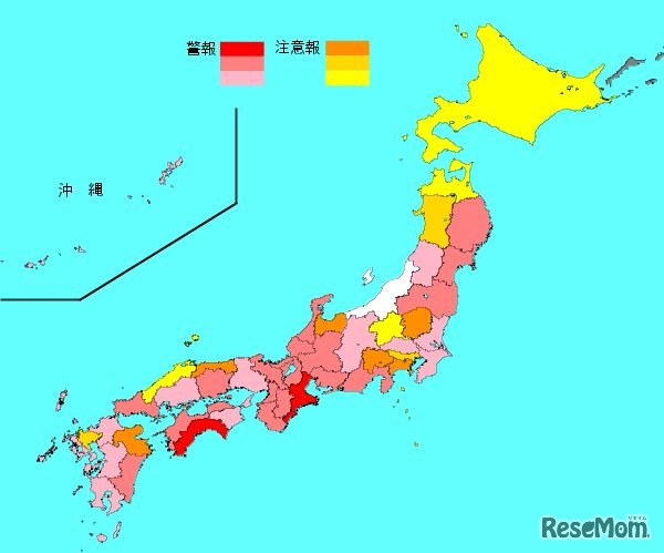 感染症情報センター、インフルエンザ流行レベルマップ