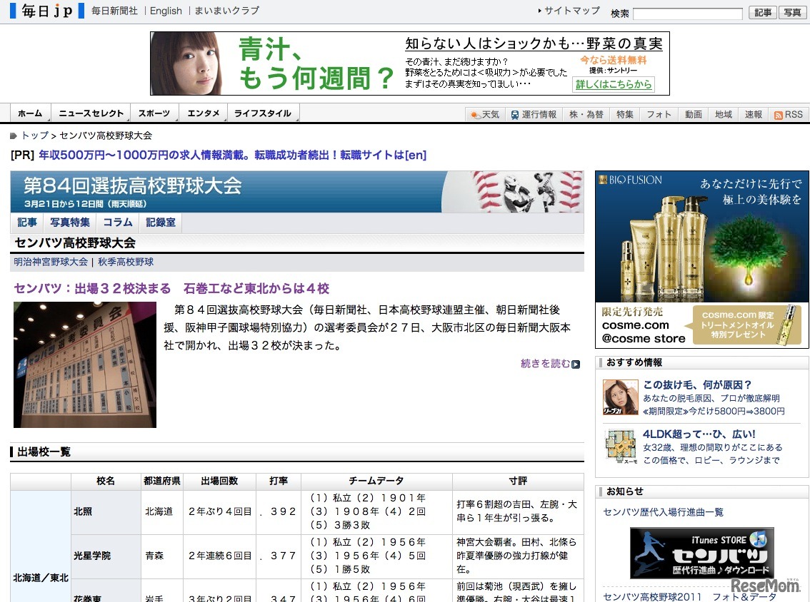 毎日新聞社　センバツ高校野球大会