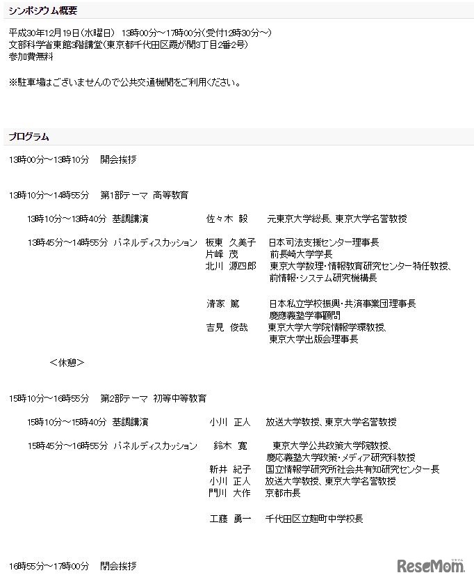 シンポジウムの概要とプログラム