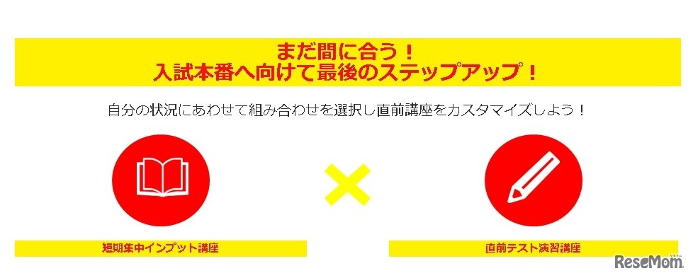 入試直前対策講座は組合せでカスタマイズ可能
