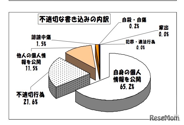 不適切な書き込みの内訳